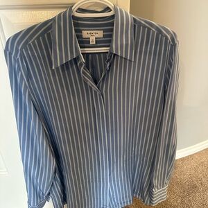 Babaton Baker Satin shirt - blue and white striped XS